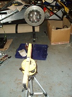 Laser used to set string line to hub centre Laser used to set string line to hub centre